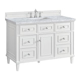 Lorelai 48" Single Vanity, Bright White w/ 3 CM Carrara White Marble Top