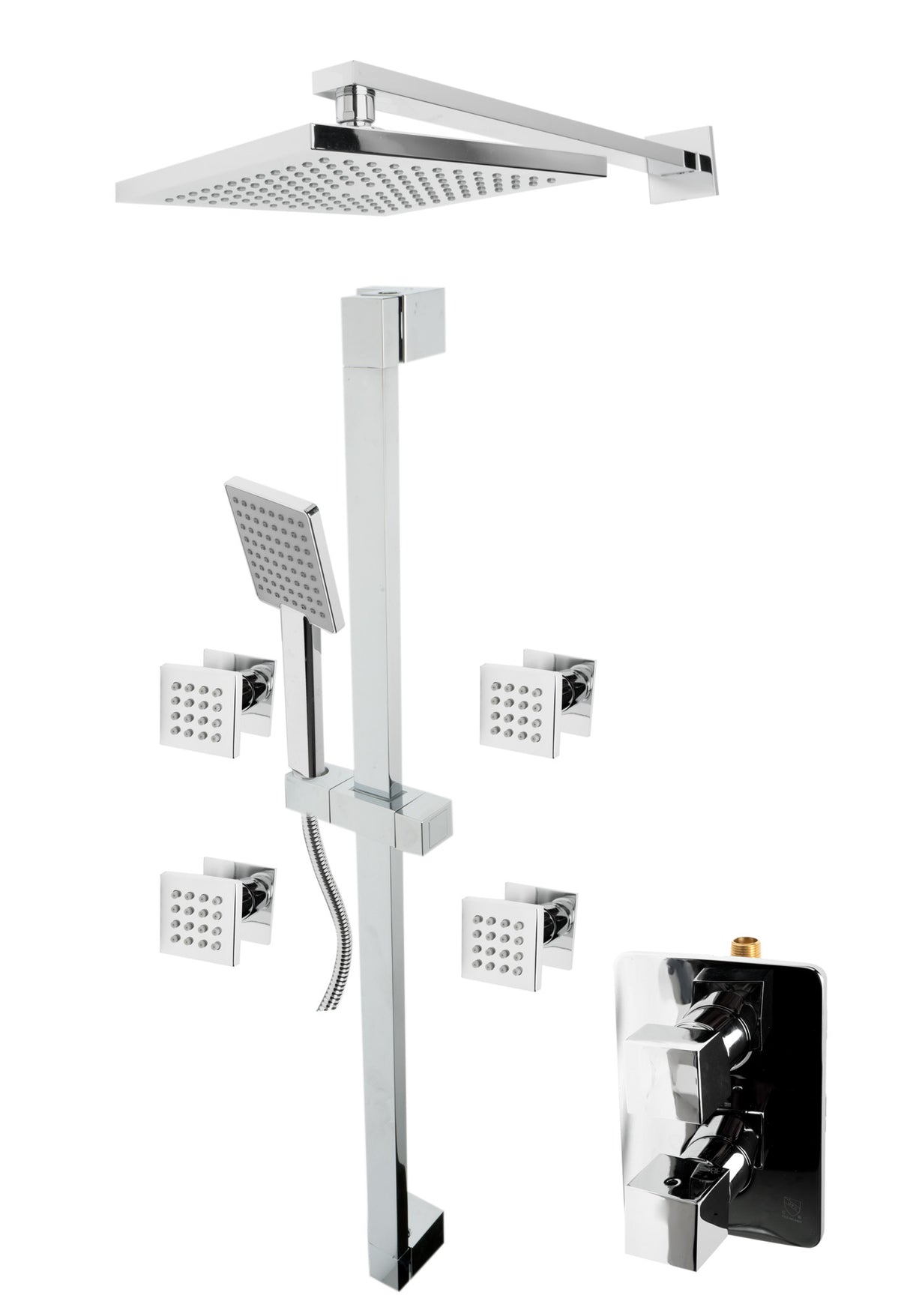 ALFI brand AB2287-PC Polished Chrome 3 Way Thermostatic Shower Set with Body Sprays