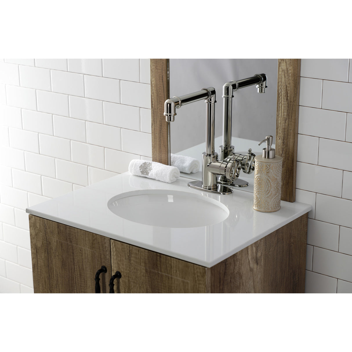 Kingston Brass KSD144RXPN Belknap Single-Handle Bathroom Faucet with Push Pop-Up, Polished Nickel