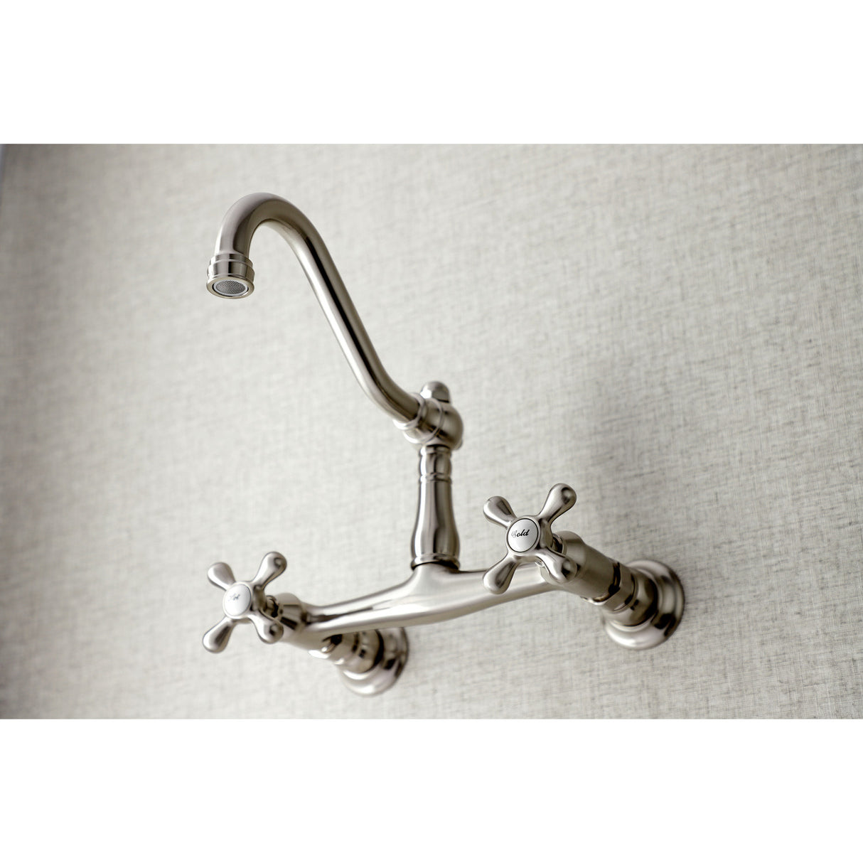 Kingston Brass KS3248AX Vintage Wall Mount Bathroom Faucet, Brushed Nickel