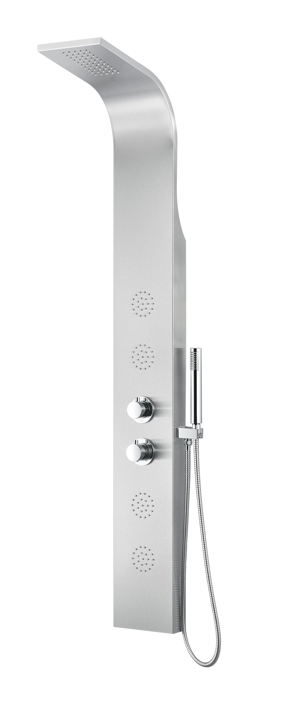 ANZZI SP-AZ8092 Mayor 64 in. Full Body Shower Panel with Heavy Rain Shower and Spray Wand in Brushed Steel