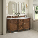 Lorelai 60" Double Vanity, Mid-Century Walnut w/ 3 CM Ethereal Noctis Silestone Top