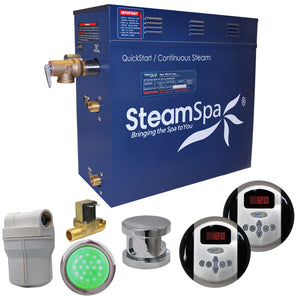 SteamSpa Royal 7.5 KW QuickStart Acu-Steam Bath Generator Package with Built-in Auto Drain in Polished Chrome RY750CH-A
