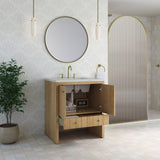 Hudson 30" Single Vanity, Light Natural Oak w/ 3 CM Lime Delight Silestone Top