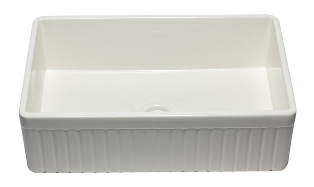 ALFI brand AB532-B 33" Biscuit Single Bowl Fluted Apron Fireclay Farm Sink