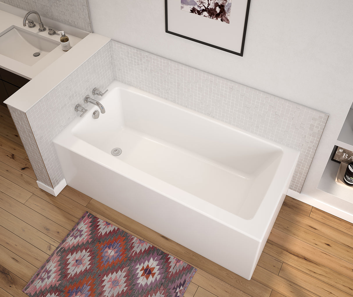 MAAX 106818-000-002-102 Nomad Corner 6030 AFR AcrylX Corner Right-Hand Drain Bathtub in White