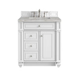 Bristol 30" Single Vanity, Bright White w/ 3 CM Victorian Silver Silestone Top