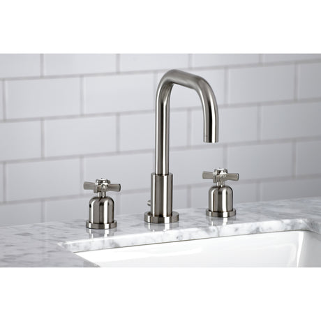 Kingston Brass FSC8938ZX Millennium Widespread Bathroom Faucet with Brass Pop-Up, Brushed Nickel