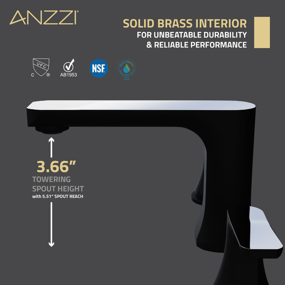 ANZZI L-AZ902MB-CH 2-Handle 3-Hole 8 in. Widespread Bathroom Faucet With Pop-up Drain in Matte Black & Chrome