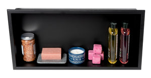 ALFI brand 24 x 12 Black Matte Stainless Steel Horizontal Single Shelf Bath Shower Niche