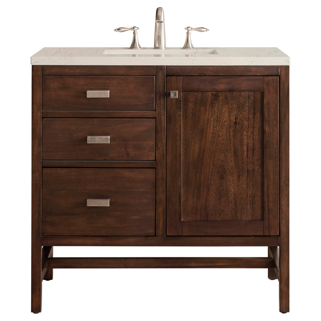 Addison 36" Single Vanity, Mid-Century Acacia, w/ 3 CM Siberian Silestone Top