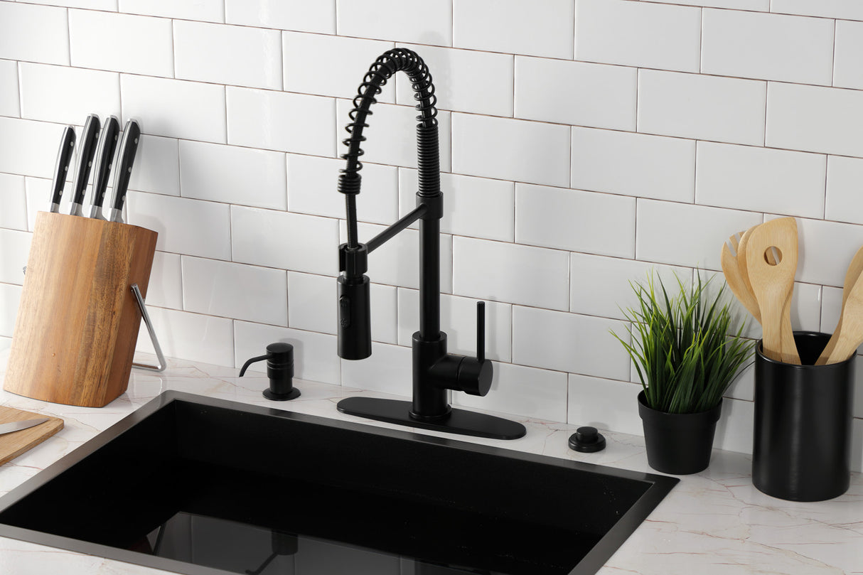 Gourmetier LS8770DL Concord Single-Handle Pre-Rinse Kitchen Faucet, Matte Black