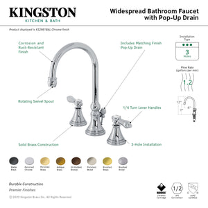 Kingston Brass KS2987BAL Heirloom Widespread Bathroom Faucet with Brass Pop-Up, Brushed Brass