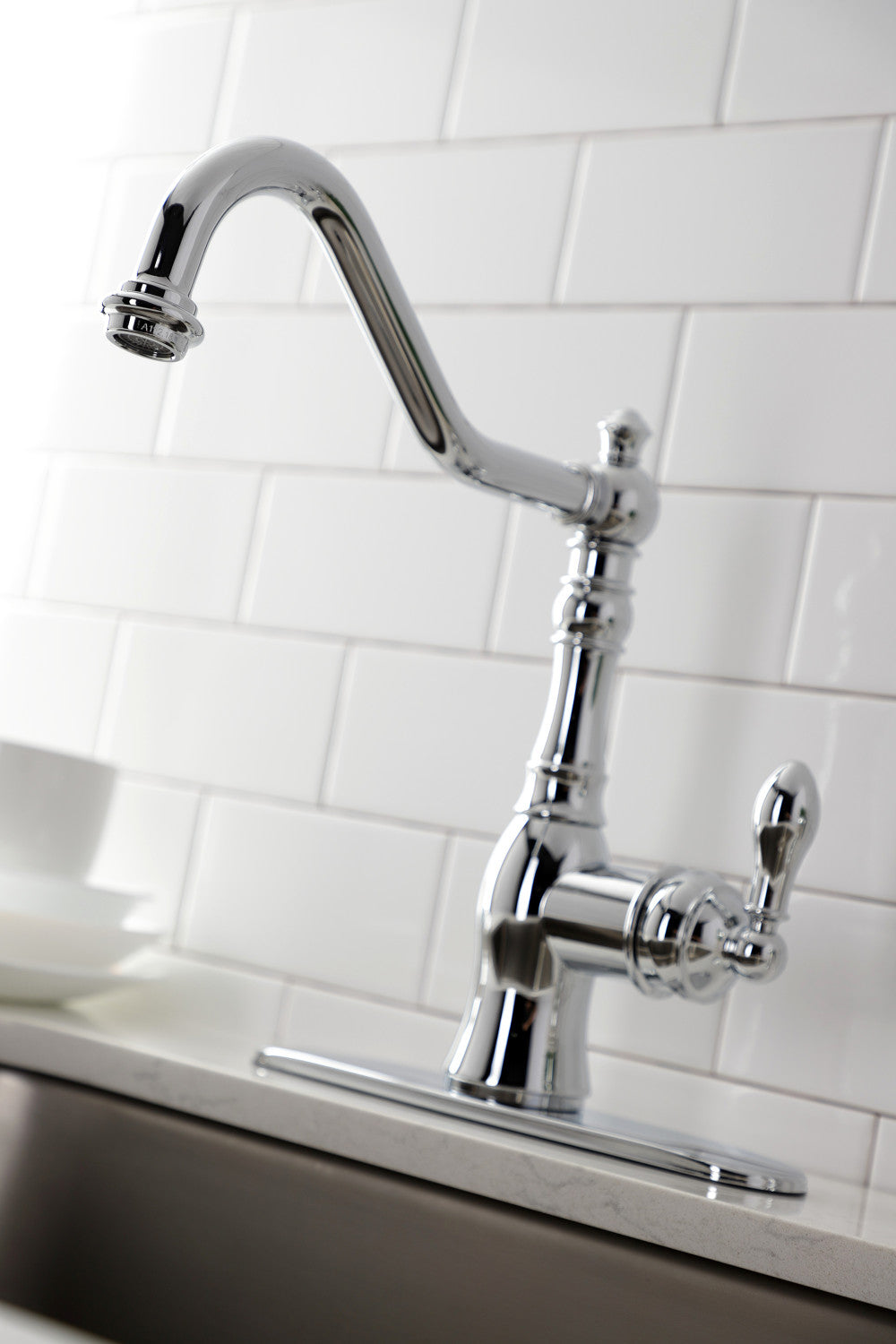 Gourmetier GSY7701ACLBS American Classic Single Handle Kitchen Faucet with Brass Sprayer, Polished Chrome