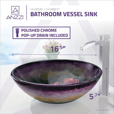 ANZZI LS-AZ220 Impasto Series Vessel Sink in Hand Painted Mural