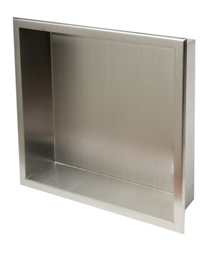 ALFI brand 16 x 16 Brushed Stainless Steel Square Single Shelf Bath Shower Niche