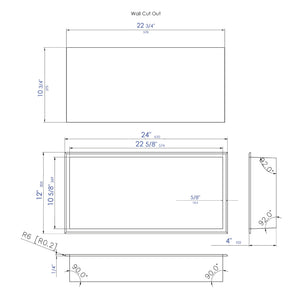 ALFI brand 24 x 12 Brushed Stainless Steel Horizontal Single Shelf Bath Shower Niche