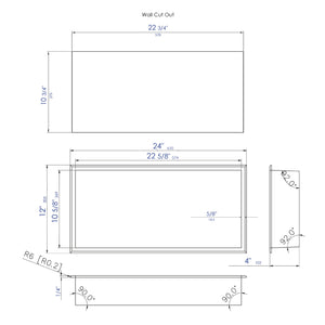 ALFI brand 24 x 12 White Matte Stainless Steel Horizontal Single Shelf Bath Shower Niche