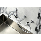 Kingston Brass KS1261AXBS Heritage Wall Mount Bridge Kitchen Faucet with Brass Sprayer, Polished Chrome