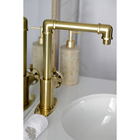 Kingston Brass KSD144RXBB Belknap Single-Handle Bathroom Faucet with Push Pop-Up, Brushed Brass