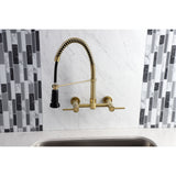 Gourmetier GS8187DL Concord 2-Handle Wall Mount Pull-Down Kitchen Faucet, Brushed Brass