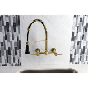 Gourmetier GS8187DL Concord 2-Handle Wall Mount Pull-Down Kitchen Faucet, Brushed Brass