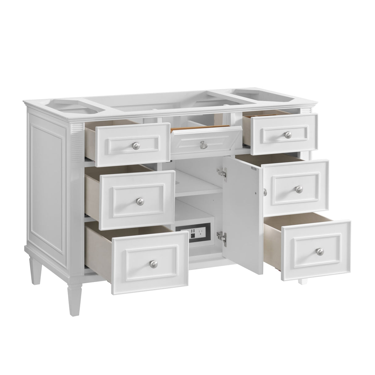 Lorelai 48" Single Vanity, Bright White w/ 3 CM Carrara White Marble Top