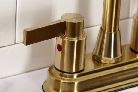 Kingston Brass KB8497NDL NuvoFusion 4" Centerset Bar Faucet, Brushed Brass