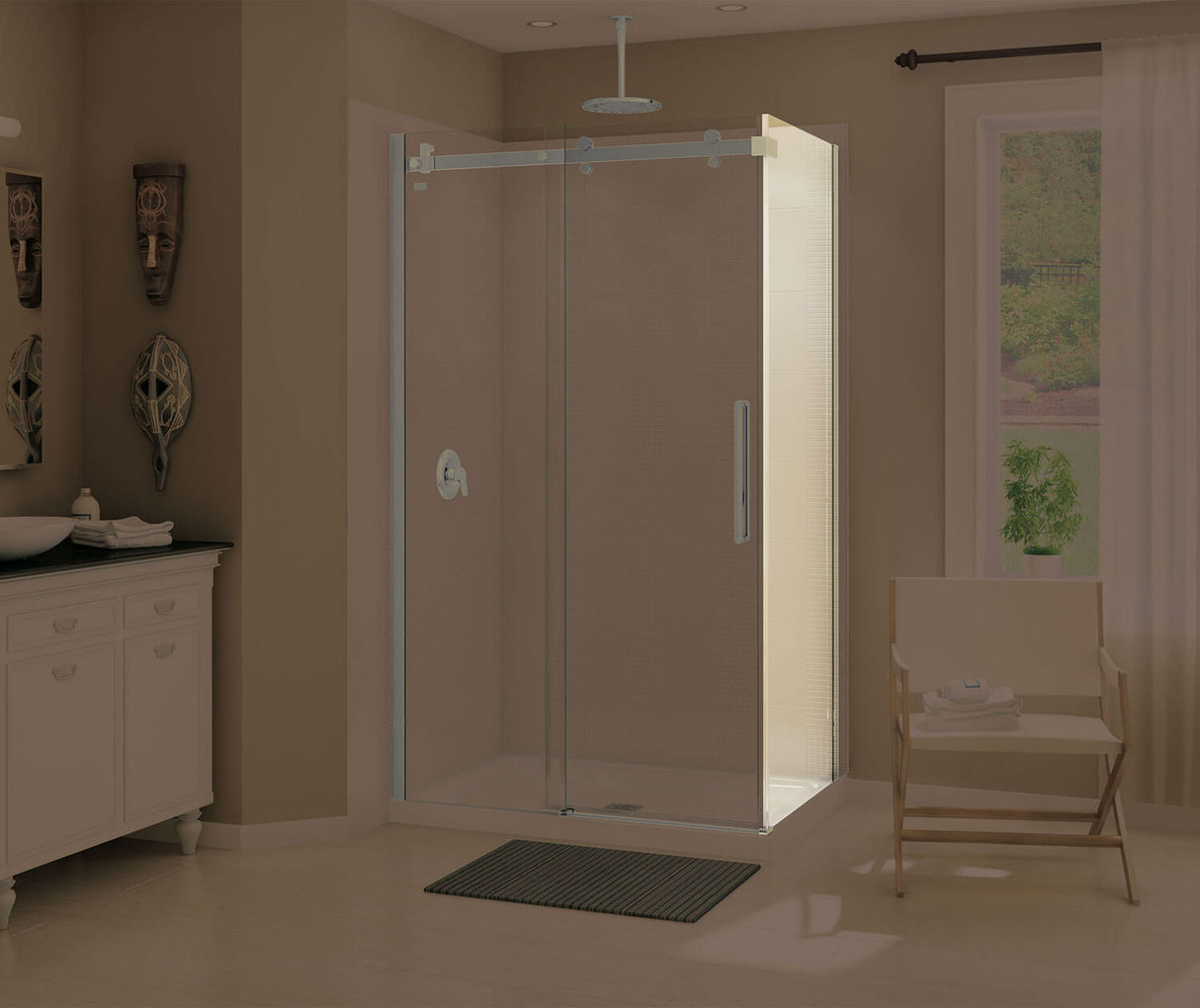 MAAX 139396-900-305-000 Halo Return Panel for 36 in. Base with Clear glass in Brushed Nickel