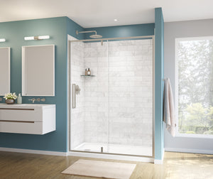 MAAX 135326-900-305-000 Uptown 57-59 x 76 in. 8 mm Pivot Shower Door for Alcove Installation with Clear glass in Brushed Nickel