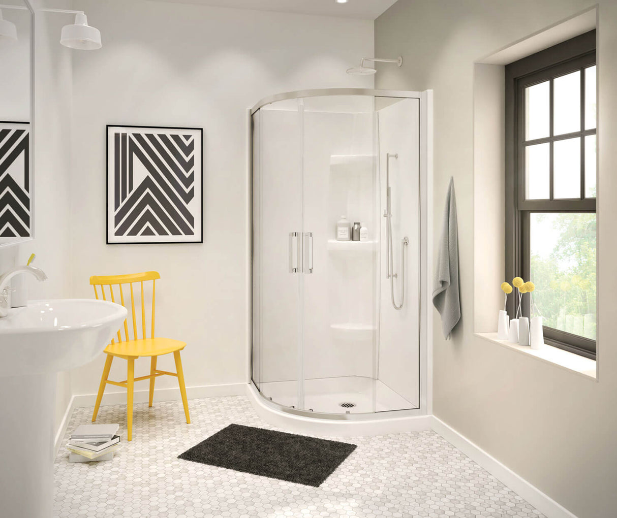 MAAX 137444-900-305-000 Radia Neo-round 36 x 36 x 71 ½ in. 6mm Sliding Shower Door for Corner Installation with Clear glass in Brushed Nickel