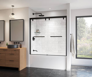 MAAX 135320-900-340-000 Uptown 56-59 x 58 in. 8 mm Bypass Tub Door for Alcove Installation with Clear glass in Matte Black
