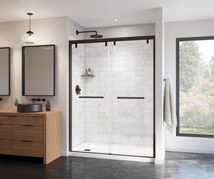 MAAX 135322-900-173-000 Uptown 56-59 x 76 in. 8 mm Bypass Shower Door for Alcove Installation with Clear glass in Dark Bronze