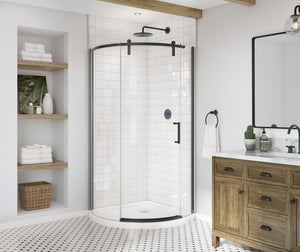 MAAX 139410-900-340-001 Outback Round 36 x 36 x 75 5/8 in. 8mm Sliding Shower Door for Corner Installation with Clear glass in Matte Black