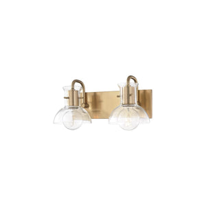 Mitzi H111302-AGB Contemporary Modern Two Light Bath Bracket from Riley Collection Finish, Aged Brass