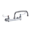 Elkay LK940AT10T4H Elkay Foodservice 8" Centerset Wall Mount Faucet with 10" Arc Tube Spout 4" Wristblade Handles 1/2in Offset Inlets