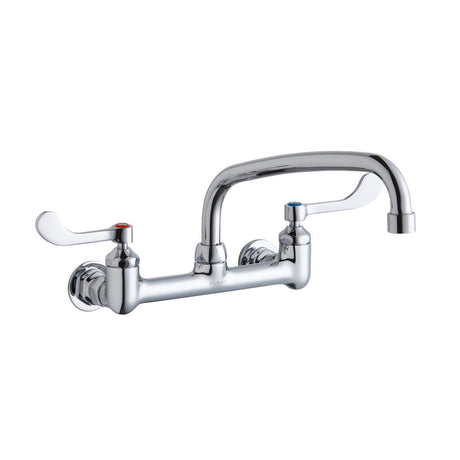 Elkay LK940AT10T4H Elkay Foodservice 8" Centerset Wall Mount Faucet with 10" Arc Tube Spout 4" Wristblade Handles 1/2in Offset Inlets