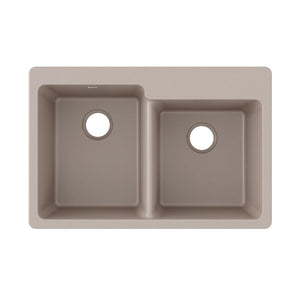 Elkay ELG250RGR0 Elkay Quartz Classic 33" x 22" x 9-1/2", Offset Double Bowl Drop-in Sink, Greige