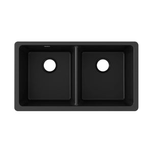 Elkay Quartz Classic ELGU3322BK0 Equal Double Bowl Undermount Sink, Black
