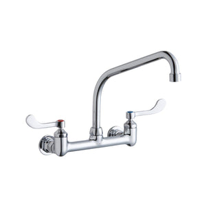 Elkay LK940HA10T4H Elkay Foodservice 8" Centerset Wall Mount Faucet with 10" High Arc Spout 4" Wristblade Handles 1/2in Offset Inlets
