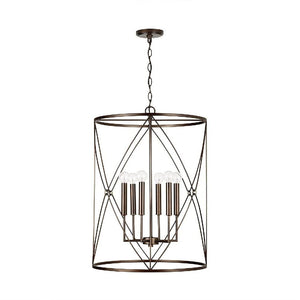 Capital Lighting 538661FZ Adrian Mediterranean Metal Frame Cylinder Foyer Pendant, 6-Light 360 Total Watts, 28
