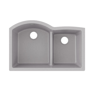 Elkay Quartz Classic ELGHU3322RGS0 Greystone Offset 60/40 Double Bowl Undermount Sink with Aqua Divide