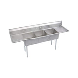 Elkay S3C24X24-2-24X Elkay Dependabilt Stainless Steel 120" x 29-13/16" x 43-3/4" 18 Gauge Three Compartment Sink w/ 24" Left and Right Drainboards & Stainless Steel Legs