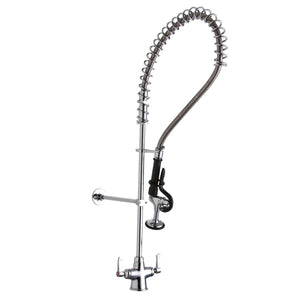 Elkay Low Flow Solid Brass Commercial Kitchen Faucet with No Swivel Spout and Stainless Steel Sprayer, Single Hole Mount