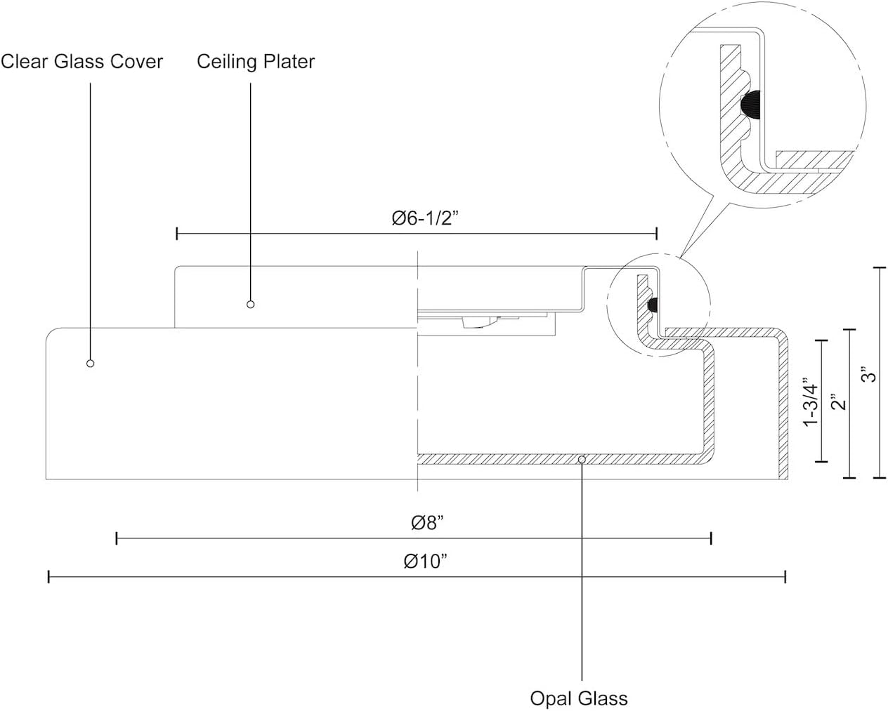Kuzco Lighting FM48610 Aston - 13W LED Flush Mount-3 Inches Tall and 10 Inches Wide,