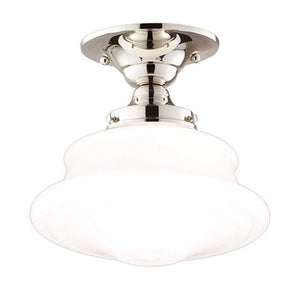Hudson Valley Lighting Hudson Valley 3416F-PN Restoration One Light Semi Flush Mount from Petersburg Collection in Polished Nickel Finish, 16.00 inches, 16