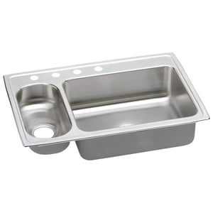 Elkay LMR33223 Elkay Lustertone Classic Stainless Steel 33" x 22" x 7-7/8", 3-Hole 30/70 Double Bowl Drop-in Sink