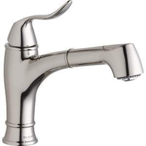 Elkay LKEC1042PN Explore Single Hole Bar Faucet with Pull-out Spray and Lever Handle, Polished Nickel