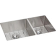 Elkay ECTRU32179RDBG Elkay ECTRU32179RDBG Crosstown Stainless Steel 31-1/2" x 18-1/2" x 9", 60/40 Double Bowl Undermount Sink Kit