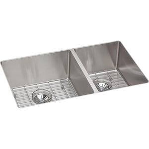 Elkay Crosstown ECTRU32179RDBG 60/40 Double Bowl Undermount Stainless Steel Sink Kit